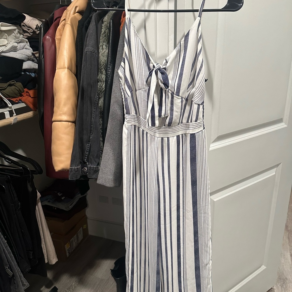 Striped Blue and White Jumpsuit
